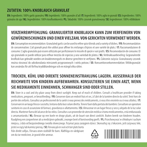 Alpi Nature Knoblauchgranulat 500g, Knoblauch granuliert, getrocknete Knoblauch Granulat
