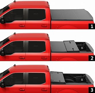 CARMOCAR Hard Tri-Fold Tonneau Cover Truck Bed Replacement for 2004-2014 Ford F-150 & 2006-2014 Lincoln Mark LT 6.5ft Bed Black Tonneau Cover Assembly LED Lamp