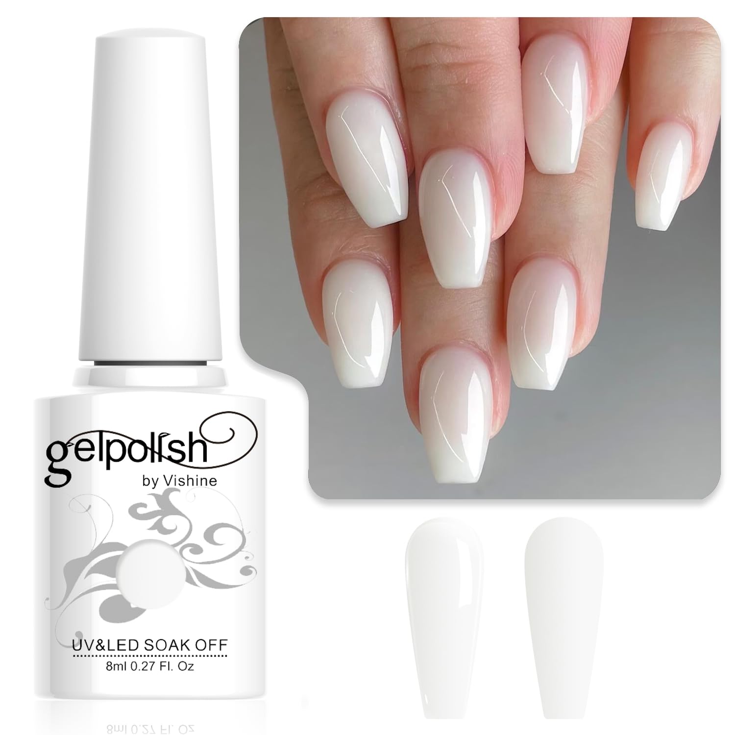 Gel-Nagellack Milchig Weiß 8ml Semi-Permanent Soak-Off UV LED für French
