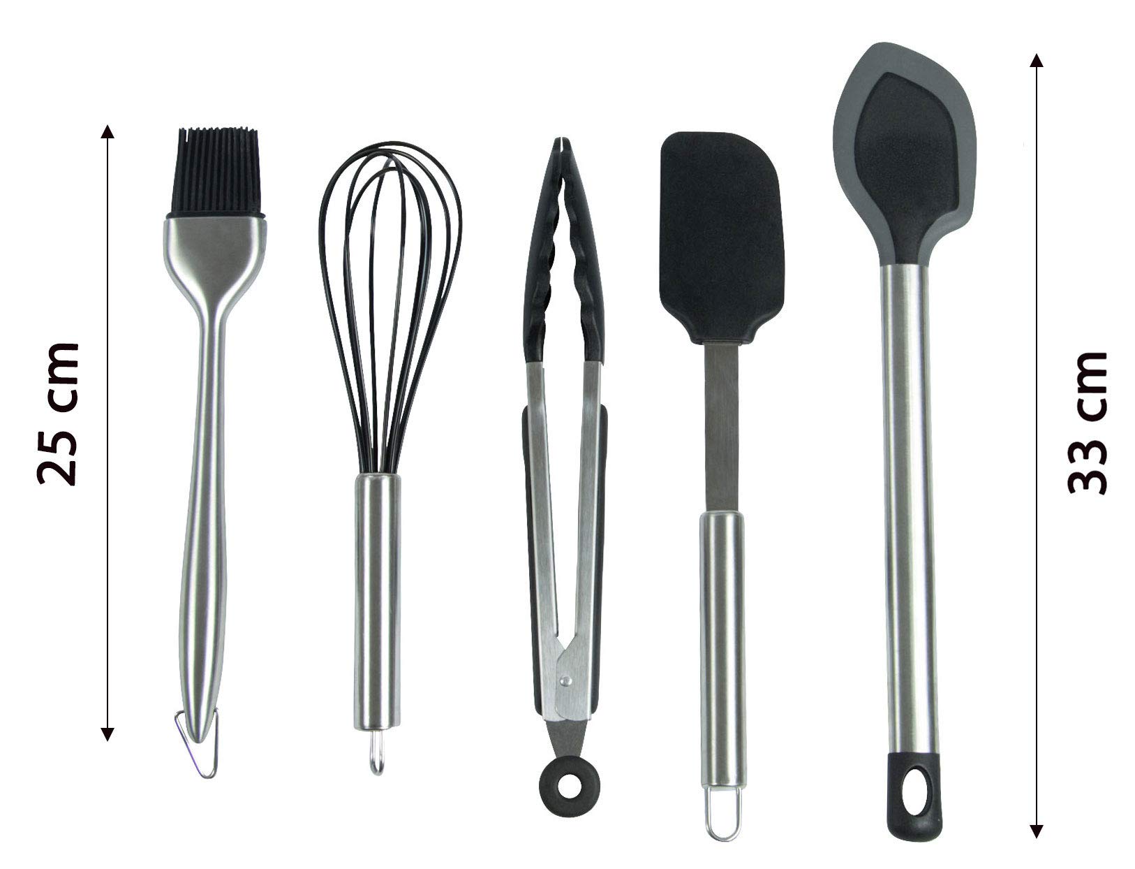 ZOLLNER24 Ustensiles de Cuisine, 10 pièces, Noir