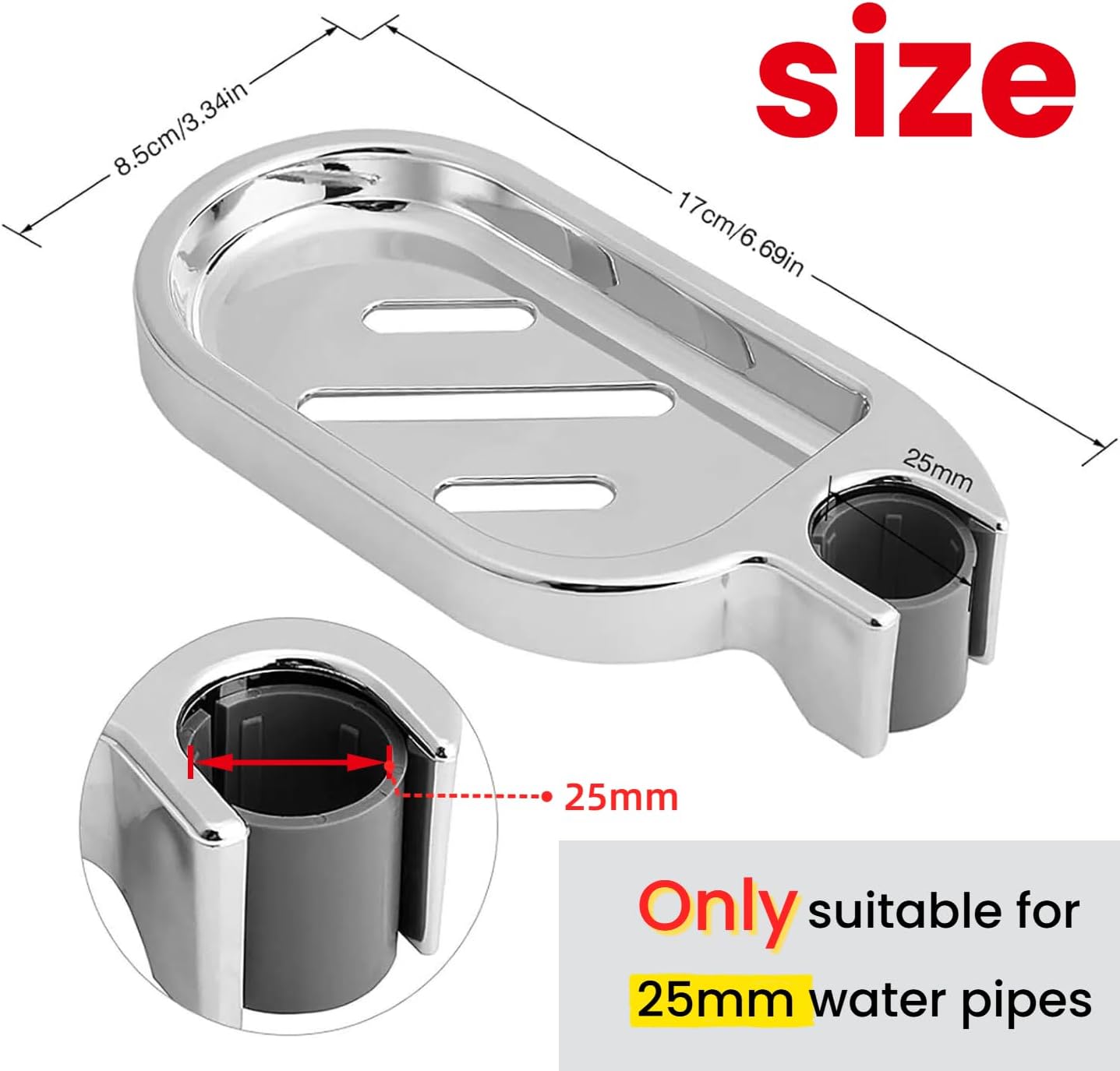 FLEXMAN Clawfoot Tub Soap Caddy, Adjustable Shower Rod Slide ABS Soap Dish Holder, ABS Chrome Plated Soap Holder for Bathroom Kitchens