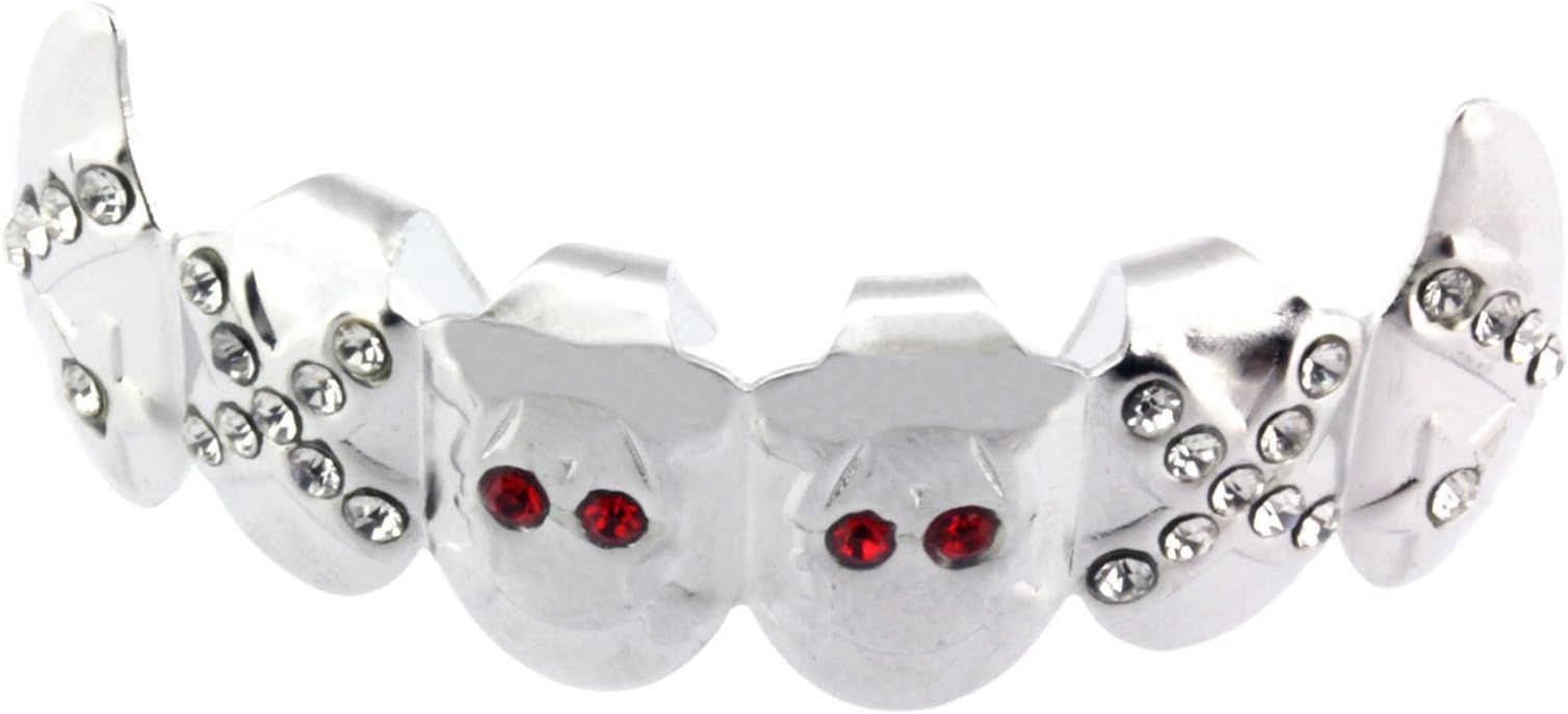 Fang Vampire Grillz Top Row Teeth - Silver Plated - Bling Teeth grills