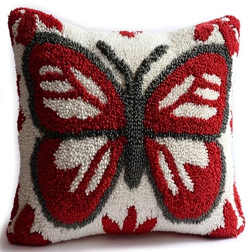 WallustrioaW Latch Hook Kits for Adults Beginners,Red Butterfly