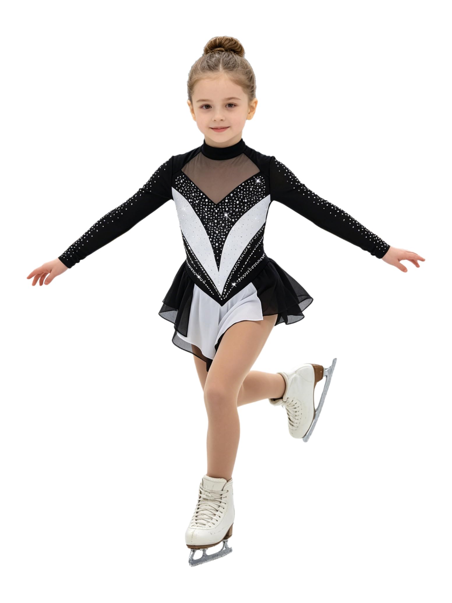 Bambini Abito Pattinaggio sul Ghiaccio Artistico Vestito da Body