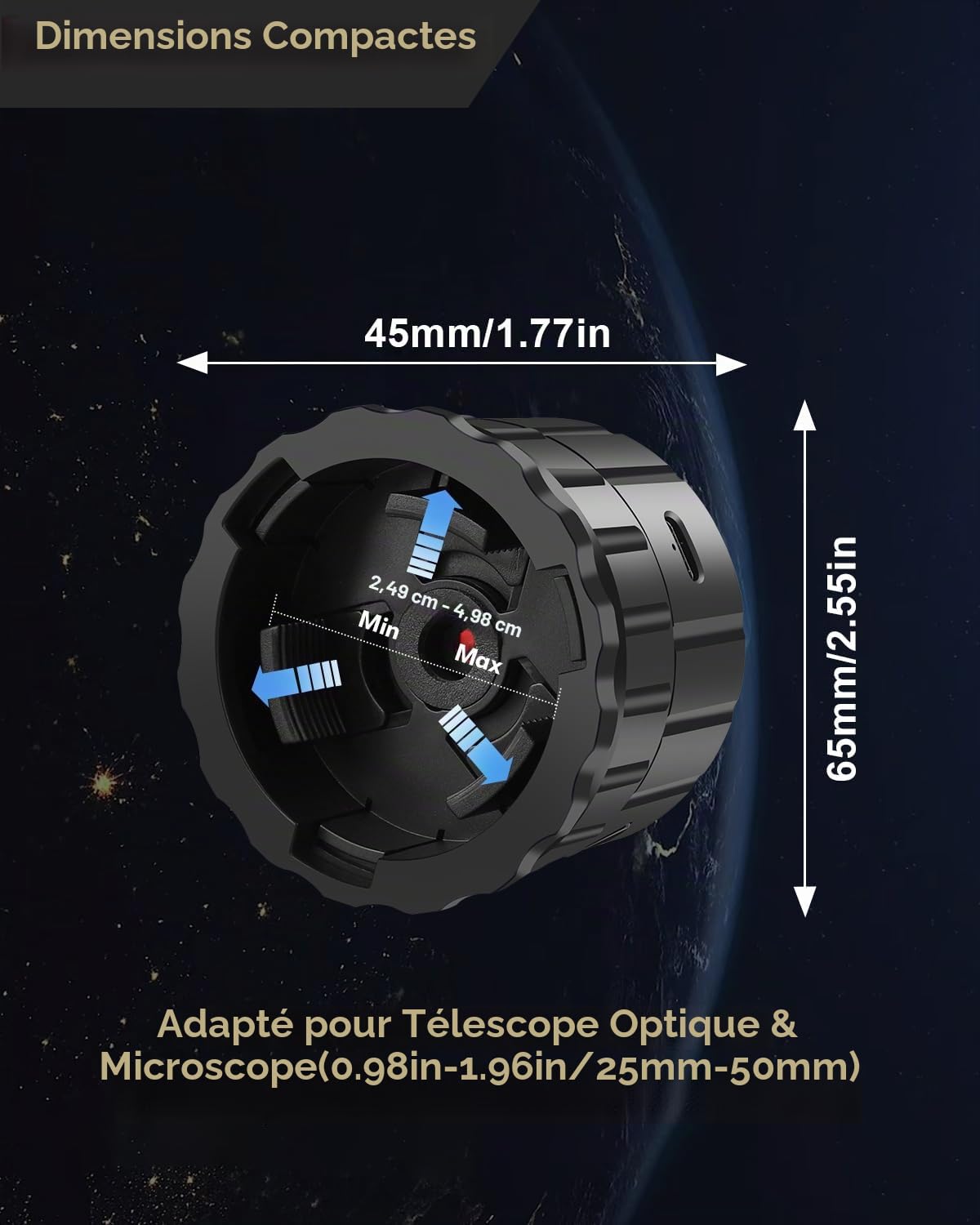 EVISTR Caméra d'oculaire de télescope électronique WiFi, oculaire de télescope numérique sans Fil HD 4 Millions de Pixels, caméra Portable d'observation des Oiseaux, oculaire de Microscope pour Lunet