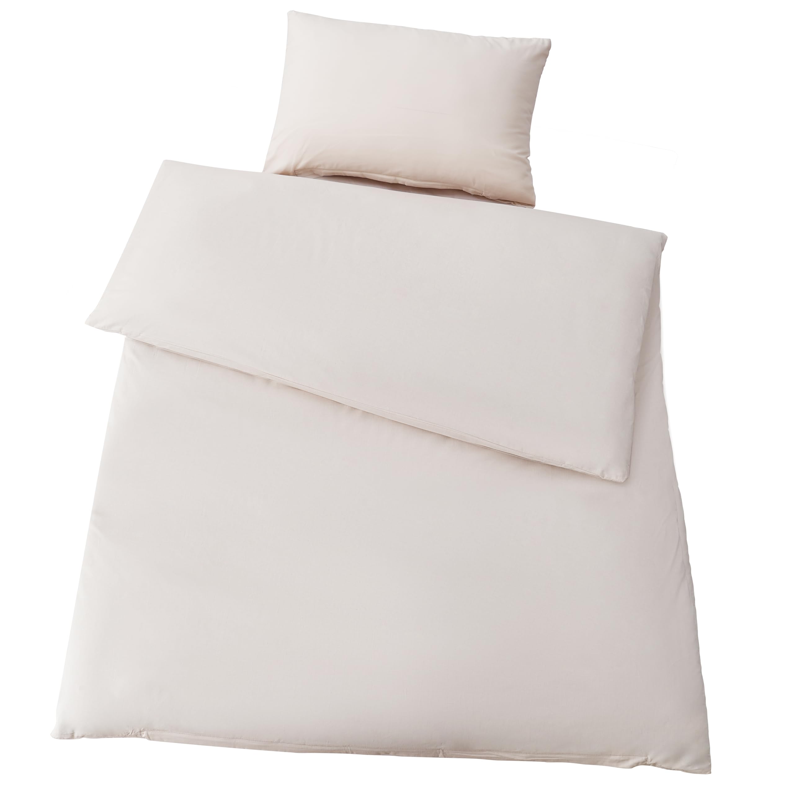 AYSW Biancheria da letto in microfibra spazzolata, 2 copripiumini da 135 x 200 cm + 2 federe da 80 x 80 cm + 2 federe da 40 x 80 cm, con chiusura lampo, colore beige