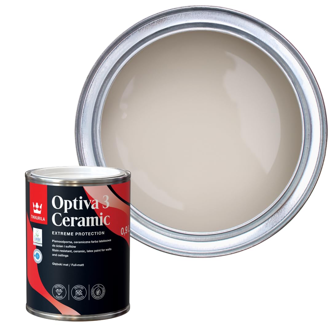 TIKKURILA Optiva 3 - Durable Super Flat Matt Paint For Walls & Ceilings - Zero VOC, Scrubbable, Easy To Clean (Mulberry H484, 1 Liter)