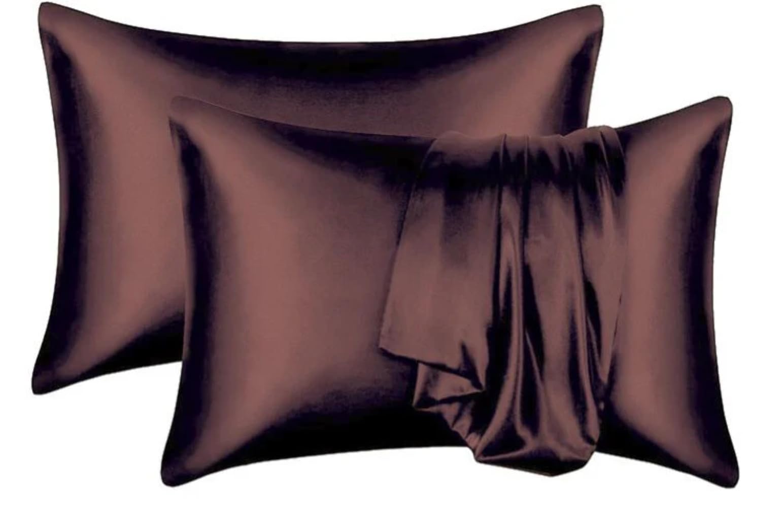 Taie en soie de mûrier marron anti-friction cheveux lot de 2 coussins