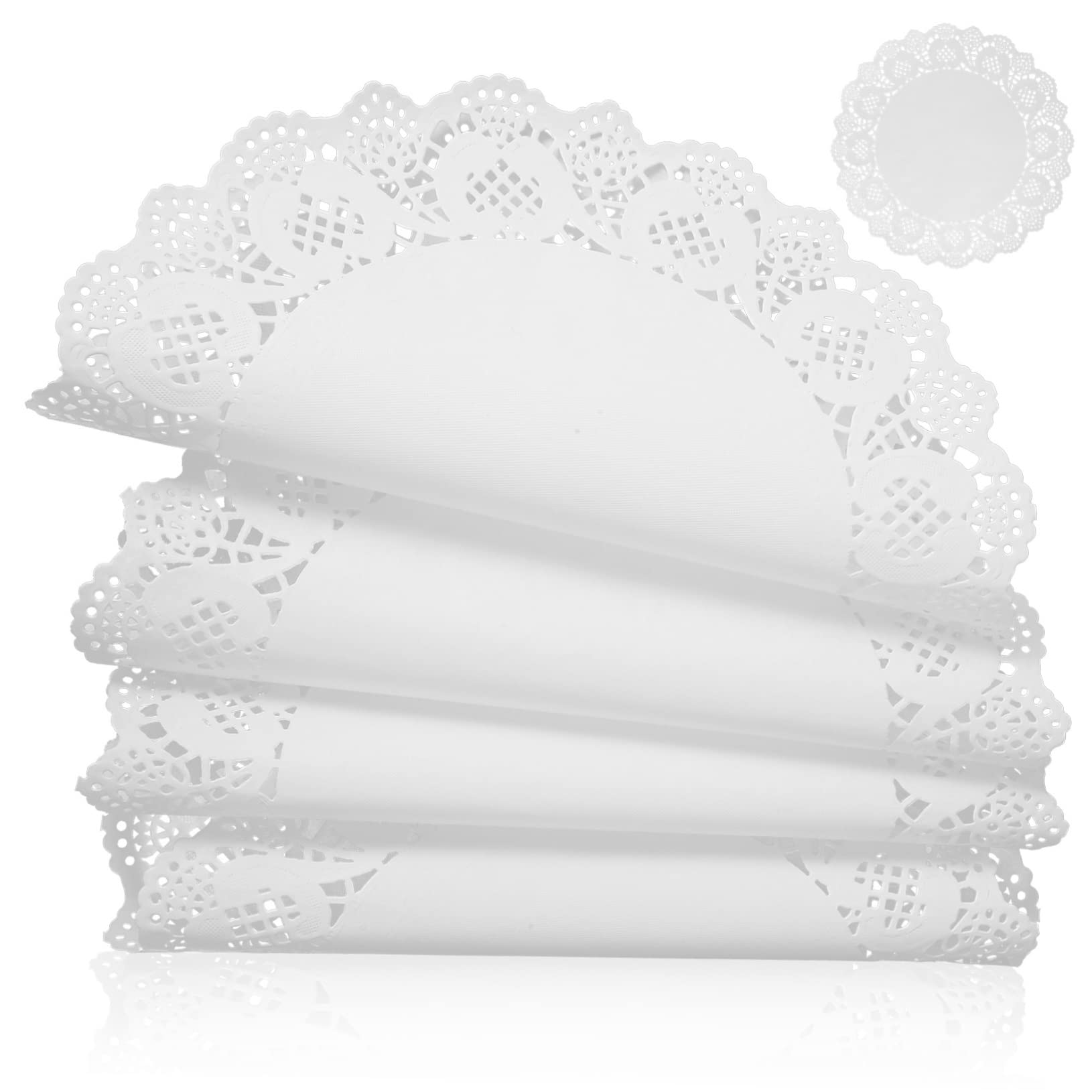GRIRIW Set of 100 Round Paper Doilies White Paper Doilies for Craft Lace Trim