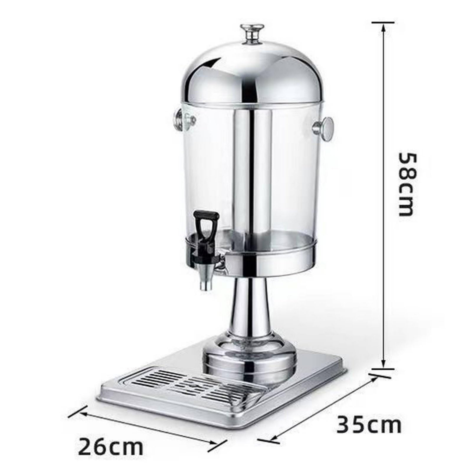 Dispensador de Bebidas Dispensador de Dispensador de Té de Bebidas con Depósito Transparente y Enfriado en Acero Inoxidable Apto para Bufés de Desayuno Congresos Catering Bodas, Silver