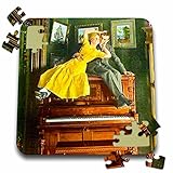3dRose Vintage Romantic Hand Colored Slide Meet Me for Piano Lessons - Puzzle, 10 by 10-inch (pzl_269949_2)