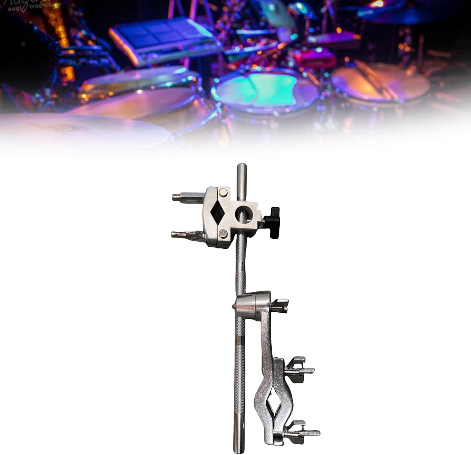 Stackable Stand with Cowbell Clamp Multilayer Design for Drummers Professional Space Saving Metal Texture