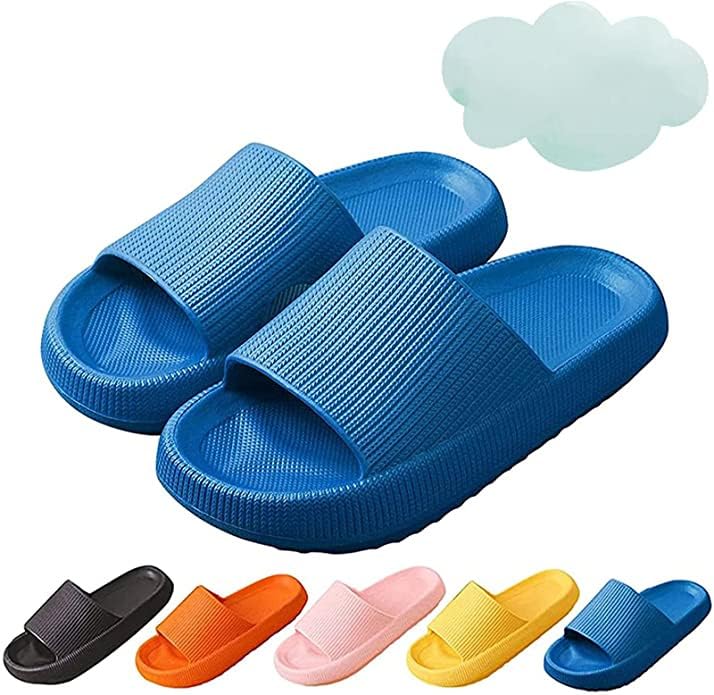 Cozislides Original - Pantuflas acogedoras con diseño de nubes originales, súper suaves, antideslizantes, unisex, suela gruesa de EVA de secado rápido, zapatillas de baño (42/43 EU, azul), azul, 42/43