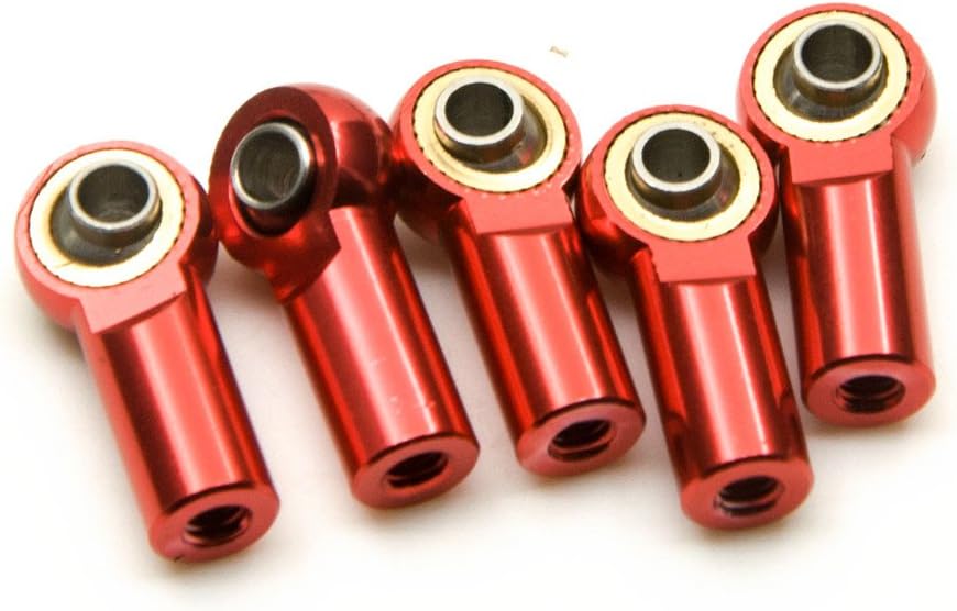 RC-Hub 10Pcs M3 Rod Ends Ball Joint Aluminum Alloy Ball Ends for 1/10 Axial SCX10 90046 D90 D110 CC01 F350 RC Crawler Car (Red)