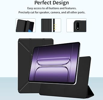 Case for OnePlus Pad 3 13.2Inch Slim Magnetic Stand Cover, PU Leather, Full Protection, Anti-Scratch, Dirt-Resistant, Lightweight [Black]