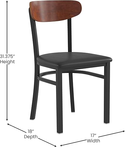 Miniatura 141 de Flash Furniture Wright - Silla de comedor de grado comercial, asiento de madera maciza con acabado de nogal y respaldo de boomerang, 500 libras de