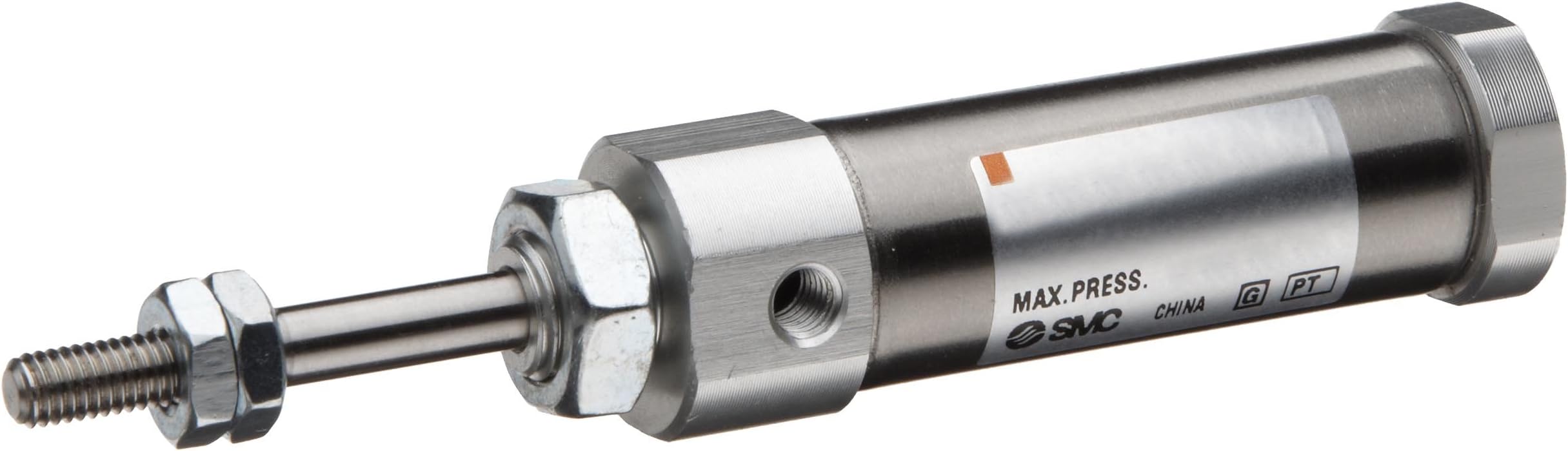SMC NCJ2B6-050SR Stainless Steel Air Cylinder, Round Body, Single Acting, Spring Return, Basic Style Mounting, Not Switch Ready, Rubber Cushion, 1/4" Bore OD, 1/2" Stroke, 0.125" Rod OD, 10-32 UNF