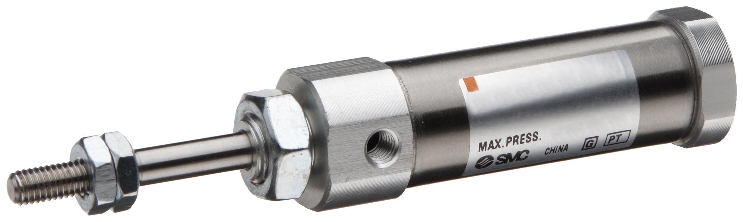 SMC NCJ2B6-050SR Stainless Steel Air Cylinder, Round Body, Single Acting, Spring Return, Basic Style Mounting, Not Switch Ready, Rubber Cushion, 1/4" Bore OD, 1/2" Stroke, 0.125" Rod OD, 10-32 UNF