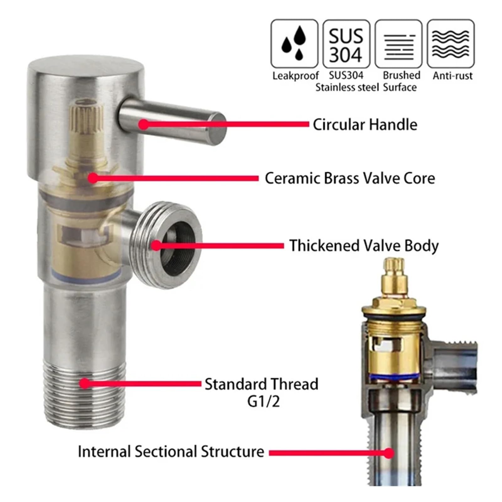 GUYTRM Interruptor de inodoro for baño, válvula angular, grifo, válvula de llenado, accesorios de baño lingli(Gold)