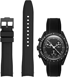 Watch Band for Moonswatch 20mm Quick Release Curved End Weaving Style Premium Silicone Rubber Replacement Band Silicone Strap