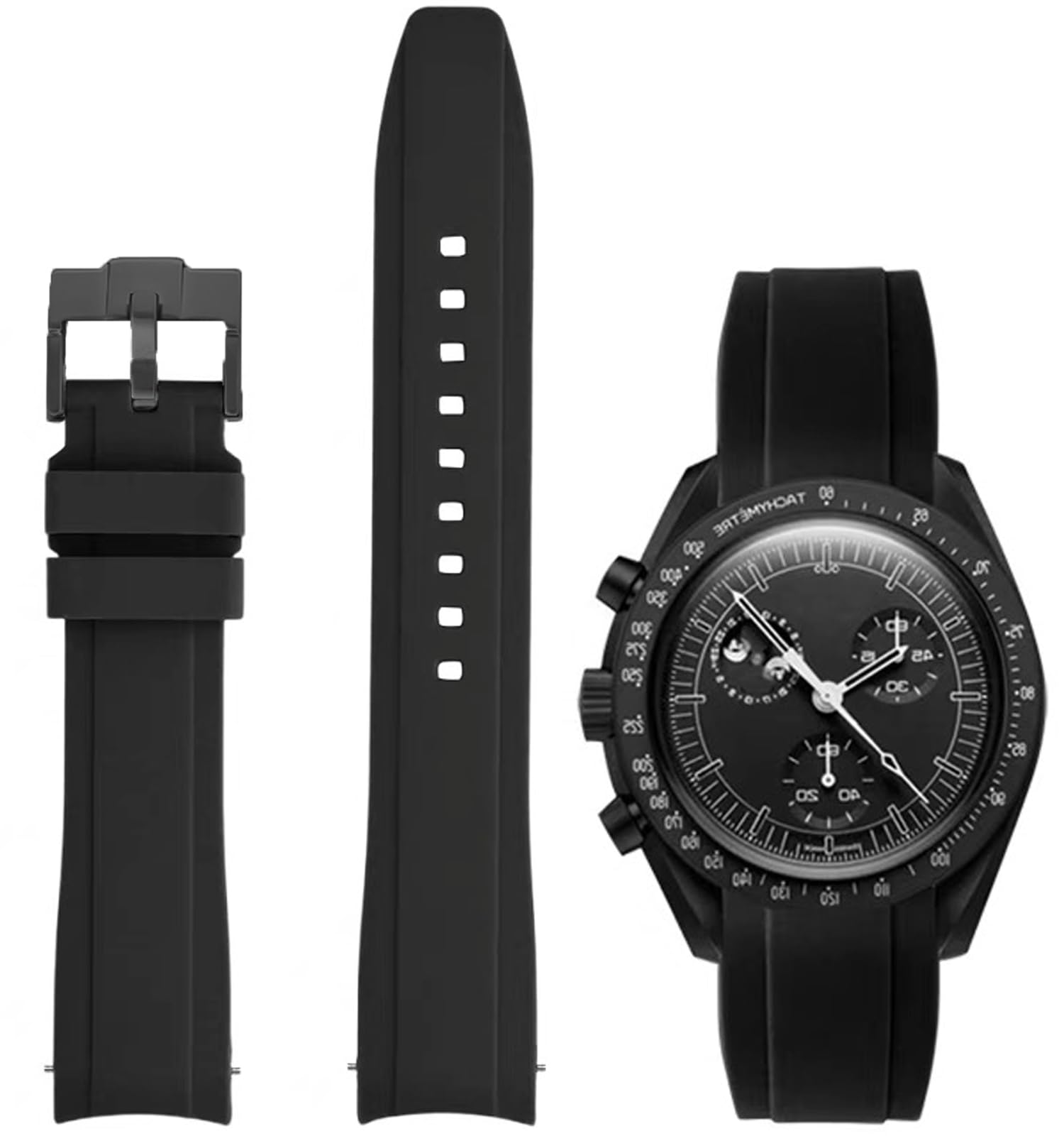Watch Band for Moonswatch 20mm Quick Release Curved End Weaving Style Premium Silicone Rubber Replacement Band Silicone Strap
