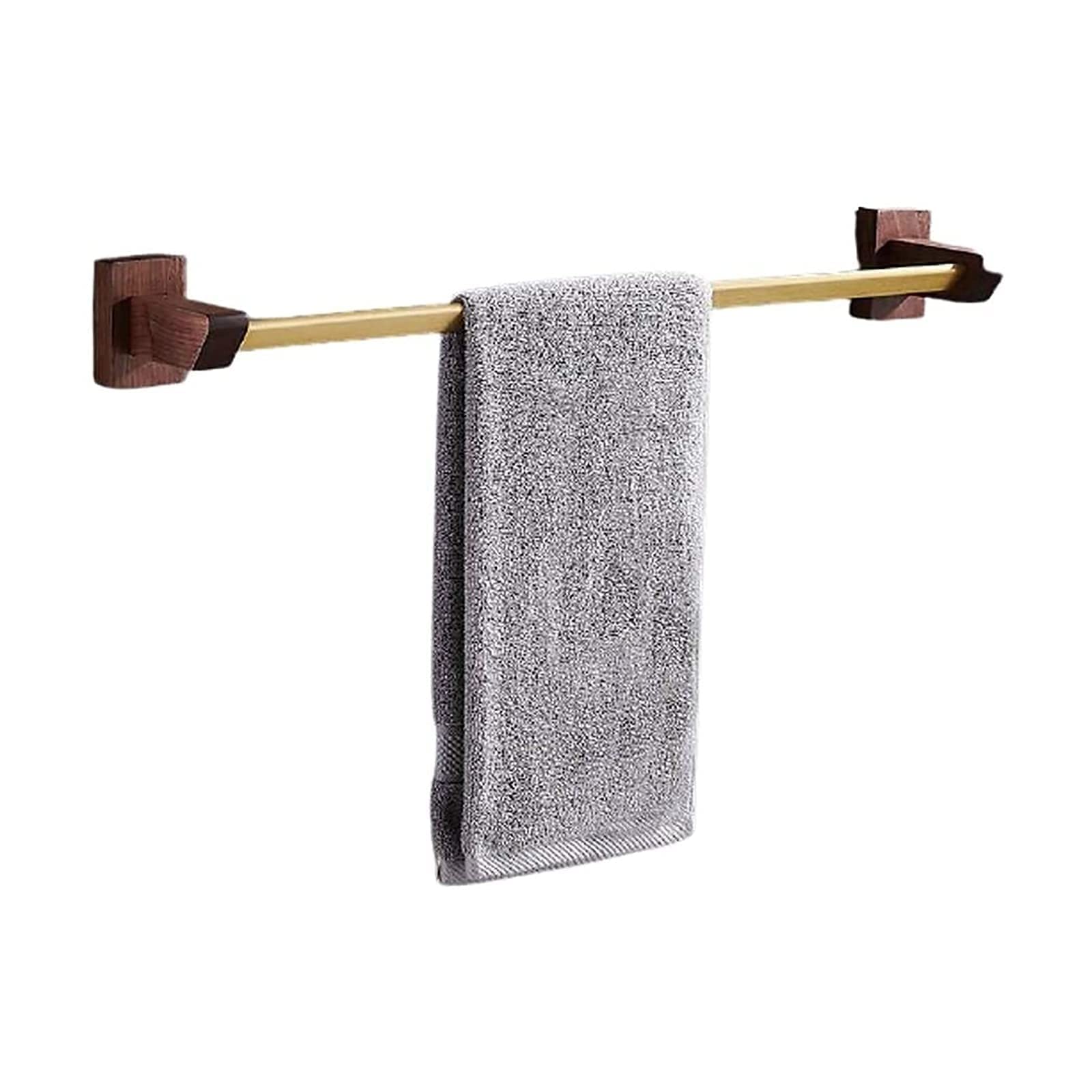 Porte-serviettes auto-adhésif en bois de noyer sans perçage pour salle de bain