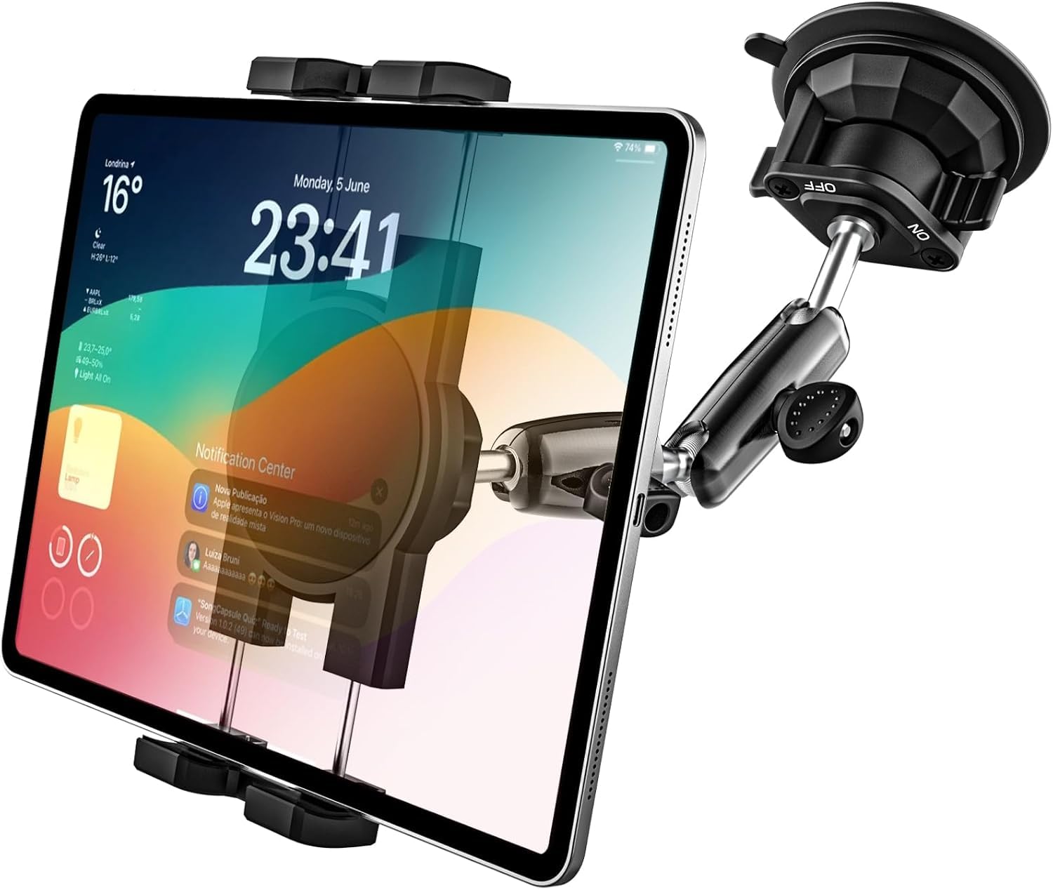 GDZN Samochodowy uchwyt na tablet z przyssawką – [duża siła ssąca] samochód ciężarowy/samochodowy na deskę rozdzielczą przednią szybę uchwyt na tablet, iPad samochodowy uchwyt samochodowy z metalowym