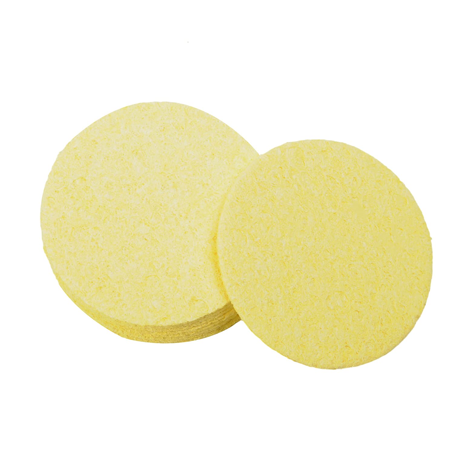 Fielect 10Pcs Yellow Round Soldering Iron Cleaning Sponge Replacement Solder Tip Welding Clean Pads