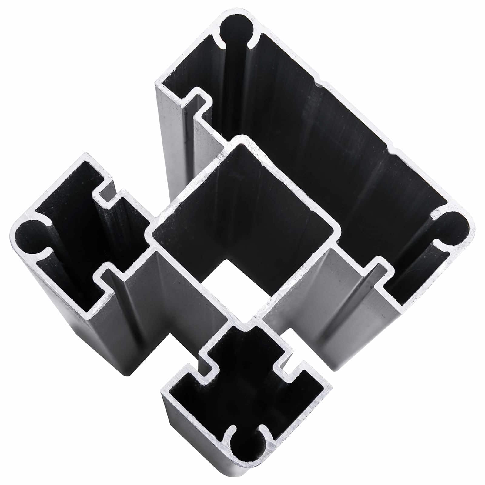 Panneau de clôture 5 pcs en WPC et aluminium gris, 792 x 186 cm, panneau cloture barriere pour jardin et terrasse, modulable, rigide, avec poteau et fixation pour delimitation et securite