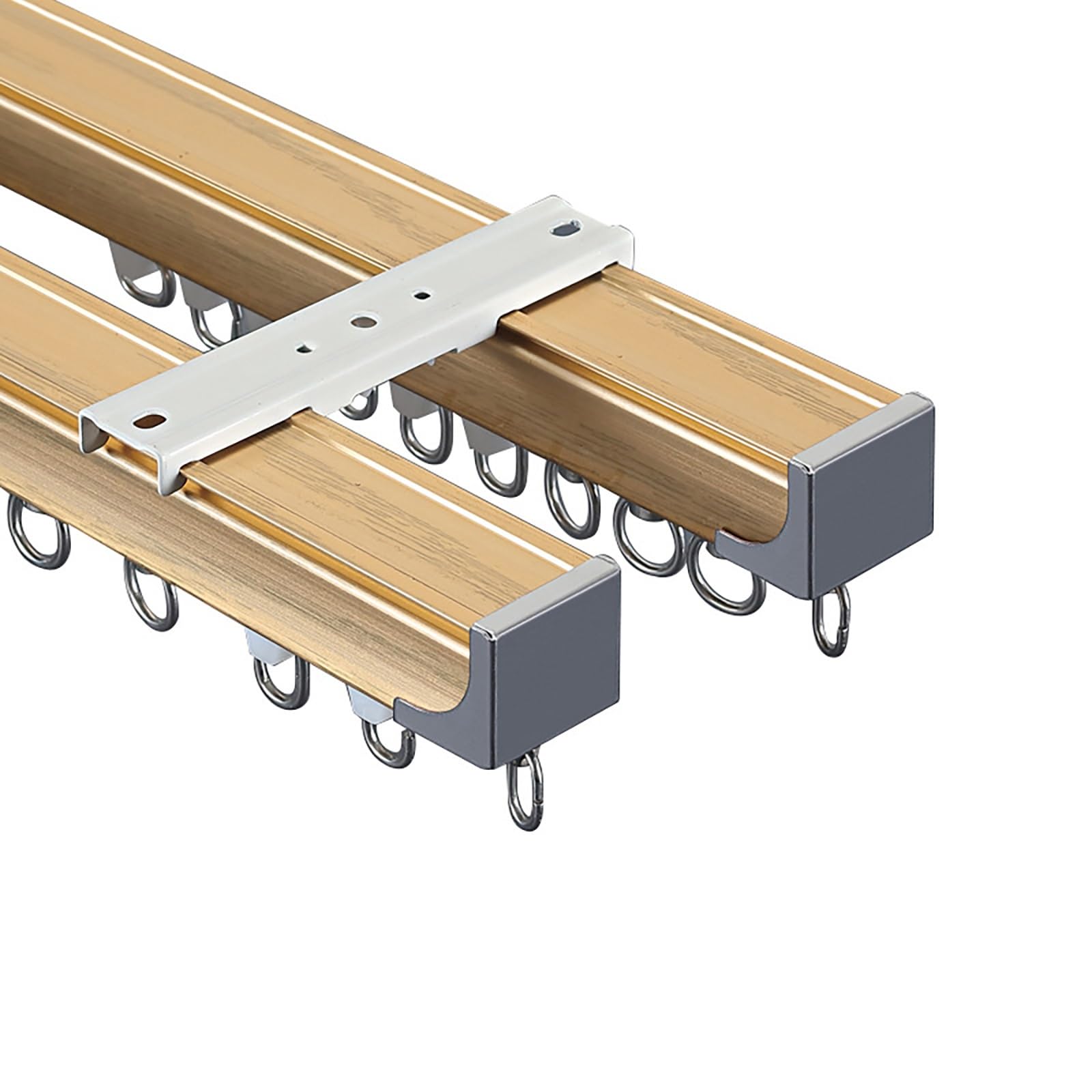 Aluminum Ceiling Curtain Track 1-4 Meter Heavy-Duty Double Curtain Track System Colorful Curtain Rails, Ceiling Or Wall Mount Curtain Track Rails Sliders Runners for Room Partitions(Titanium,160cm(5.2
