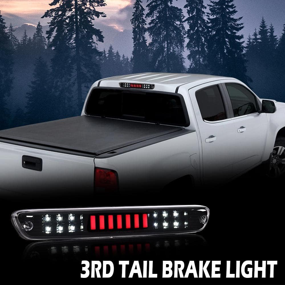PIT66 LED 3rd Brake Light Compatible with Colorado 2004-2012/Fit Canyon 2004-2012 High Mount Stop Light Rear Tail Cargo Lamps I Type White Smoked Lens Black Housing