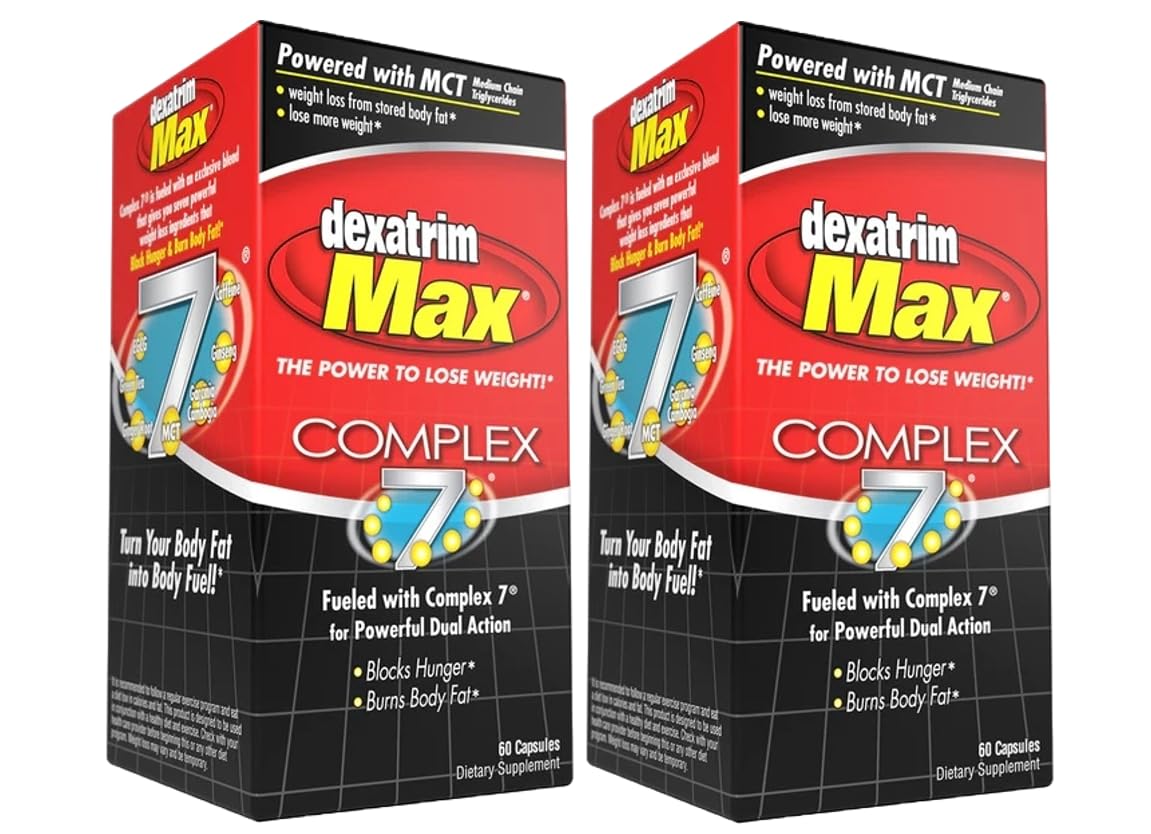 ILIOS Dexatrim Max Complex-7 | Diet Pills to Lose Weight - 7 Powerful Ingredients to Reduce Hunger & Body Fat, Fat Burner Supplements, Weight Loss Pills for Men & Women, 2 Packs w/ 60 Capsules Each