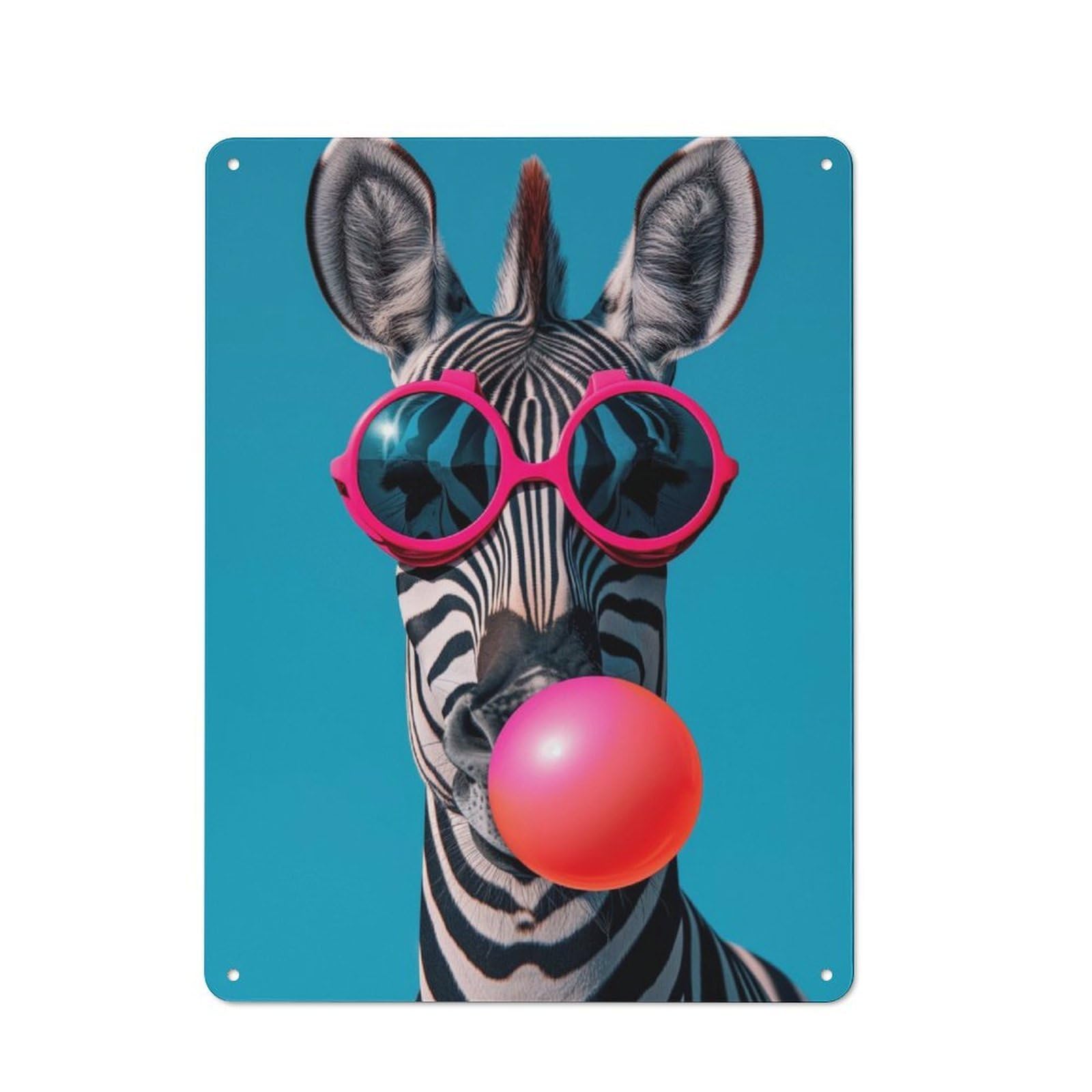 Junmoney Zebra Bubblegum Tin Wall Plaque 40X30cm With For Hobby Room Or Studio, For Updating Hobby Room And Studio After Moving