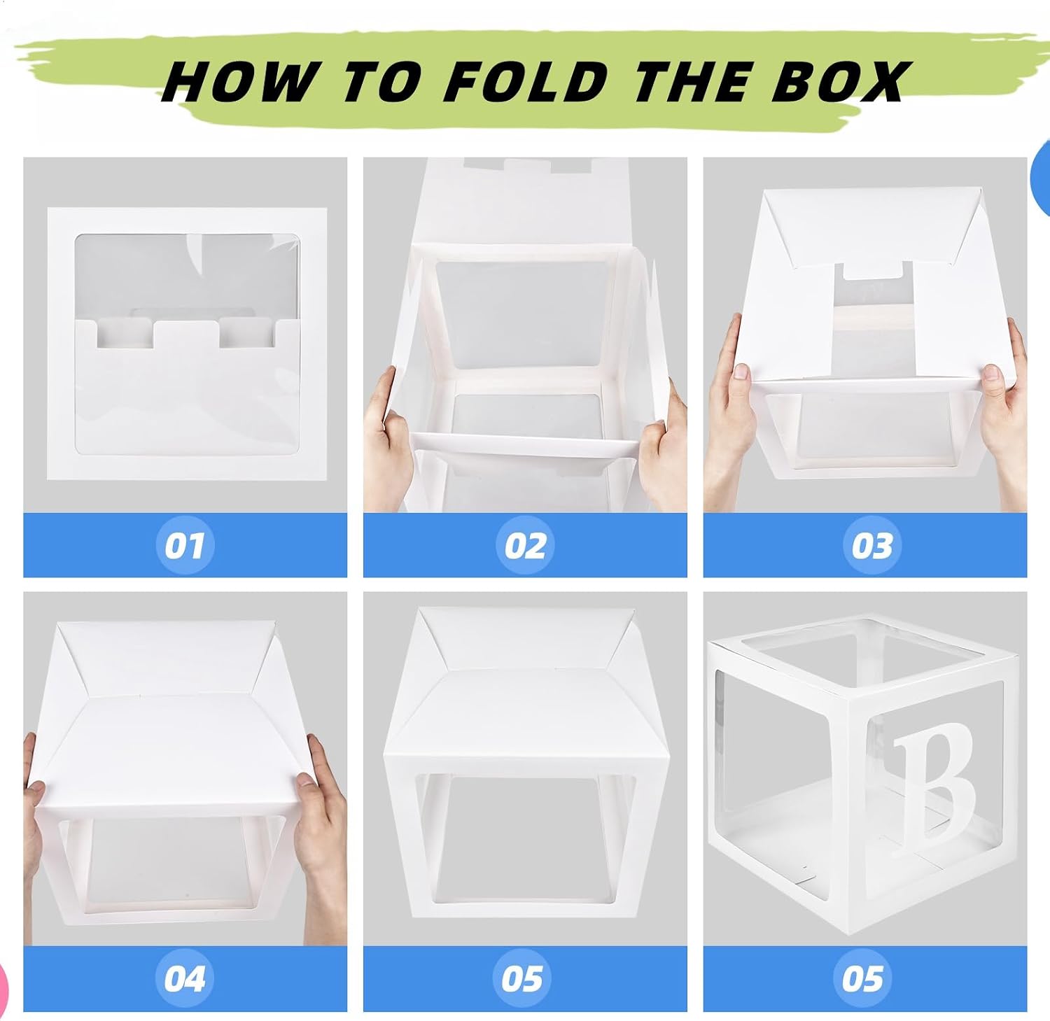 Baby Boxes with 4 Letters for Baby Shower 4pcs White Clear Balloon Box BABY Blocks Gender Reveal Decorations and Birthday Party image 3