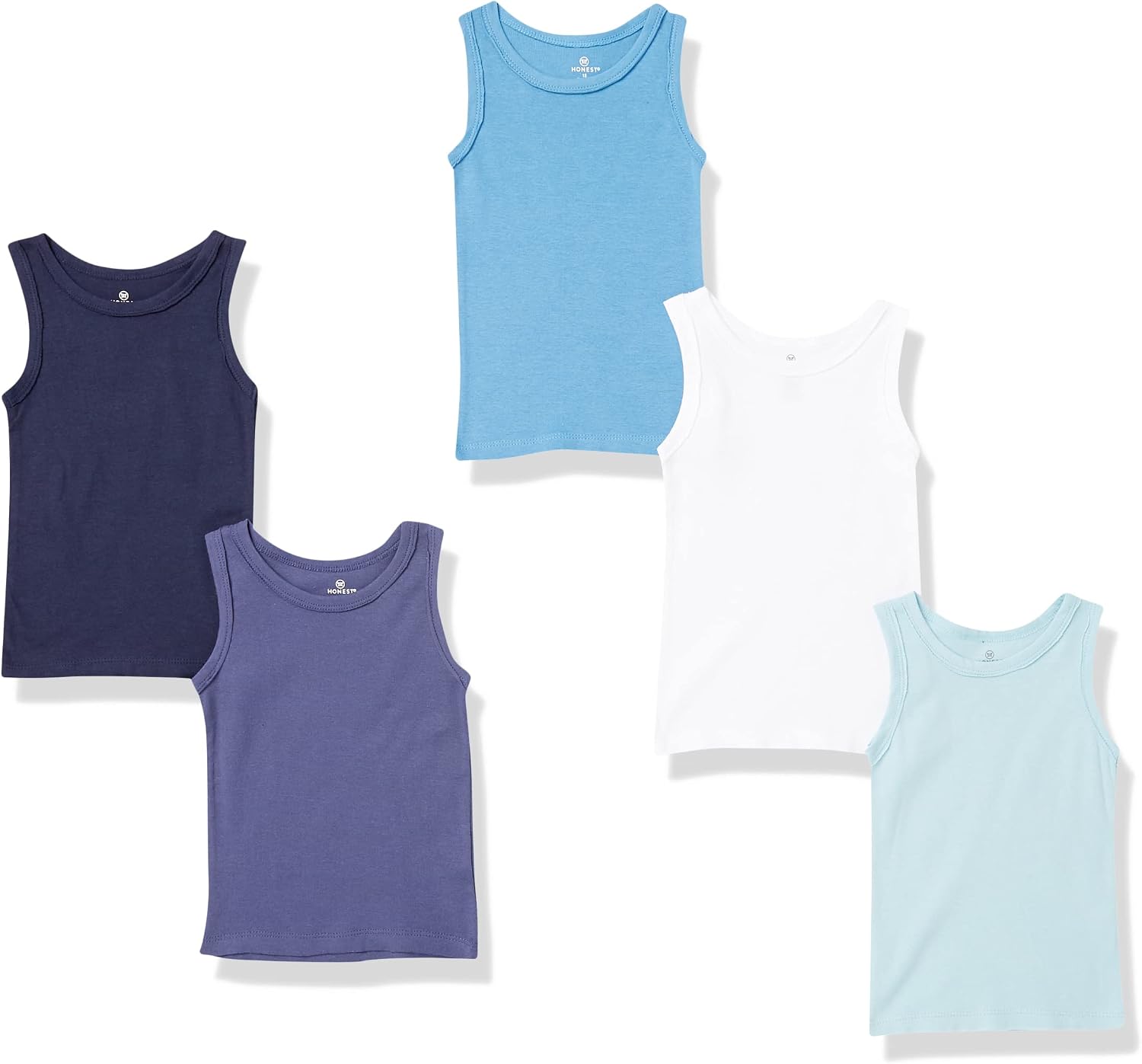 Honest Baby Clothing Baby Boys' Muscle Tee Sleeveless T-Shirt Multi-Packs, 5-Pack Blue Ombre (DISCONTINUED), 3-6 Months