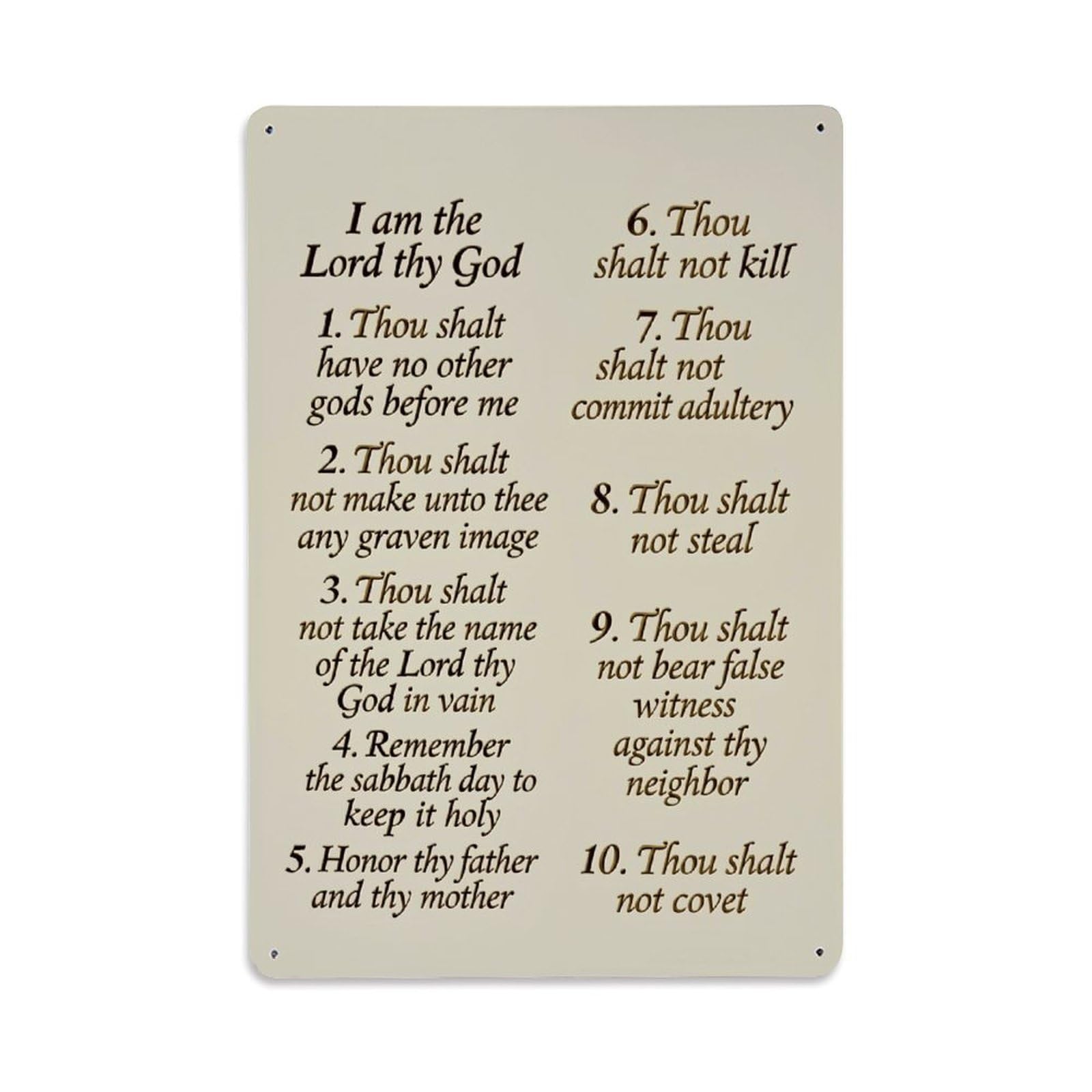 Ten Commandments Scripture Print Retro Metal Tin Sign, Vintage Decor Art Poster for Bar, Home, Man Cave, Kitchen, Laundry Room Gift 8x12Inch