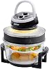 Geepas 1400W Turbo Halogen Oven, 17L | 60min Timer, Adjustable Temperature Control & Self Clean Function| Low Fat Air Fryer, Removable Glass Bowl & Extender Ring to Bake Grill Steam Broil Roast BBQ [Energy Class A]