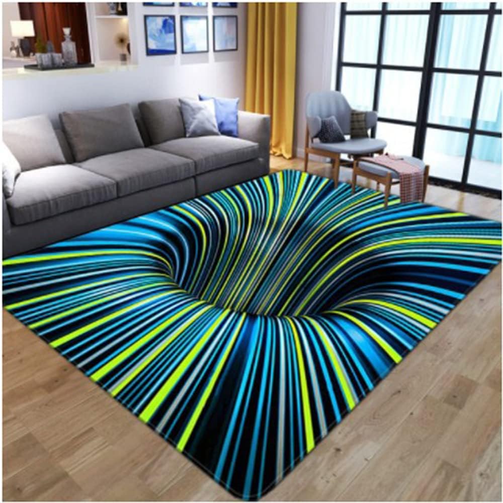 3D Optical Illusion Rug Carpet Geometric Vortex Trippy Area