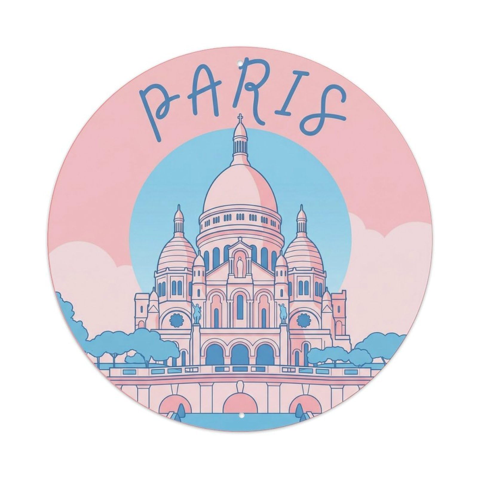 Vintage Travel Parisian Sacre Coeur 2 Metal Tin Sign Plaque
