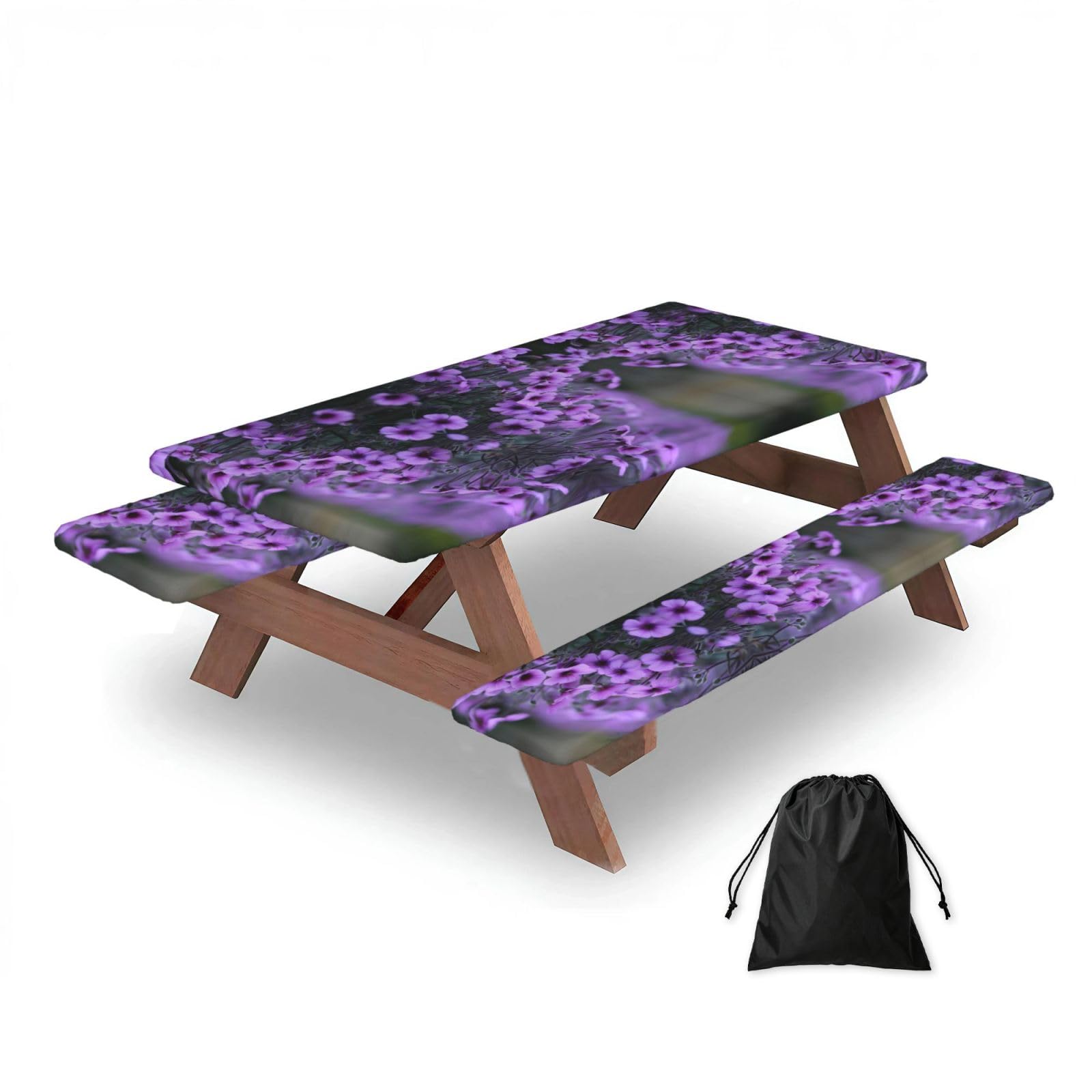 Lavender bouquet Rectangular water-repellent picnic tablecloths, outdoor camping, picnic, BBQ