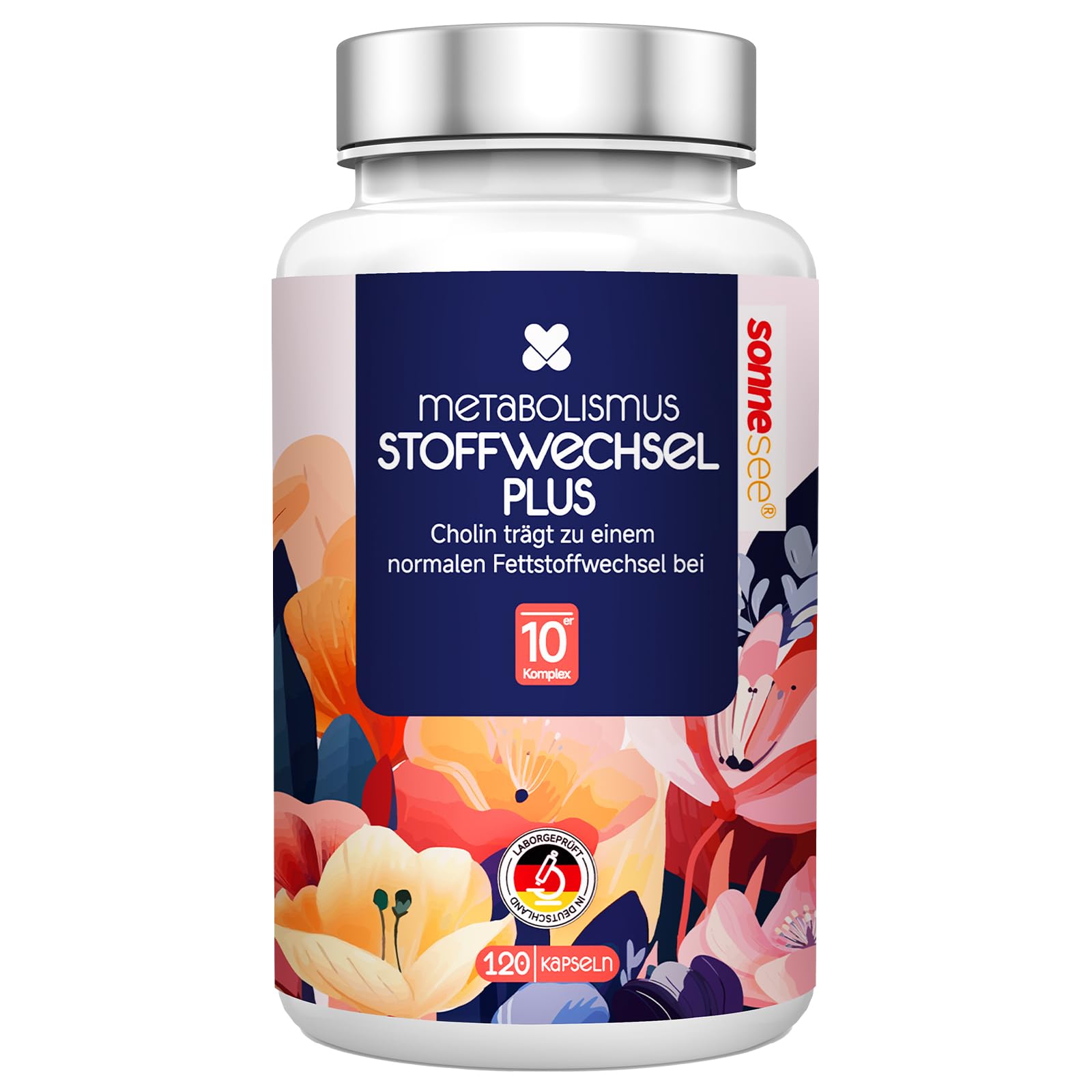 Stoffwechsel 10-in-1 Komplex Hochdosiert mit L-Carnitin Grünem Tee Cholin wilder indischer Spargel Bittermelone Garcinia Cambogia & Chrom Apfelessig Kapseln