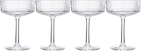 Vista 4 de Copas de acrílico vintage Art Deco inastillables Coupé Martini, champán y cóctel Juego de 4 vasos de plástico Tritan acanalado de 8 onzas de Claro