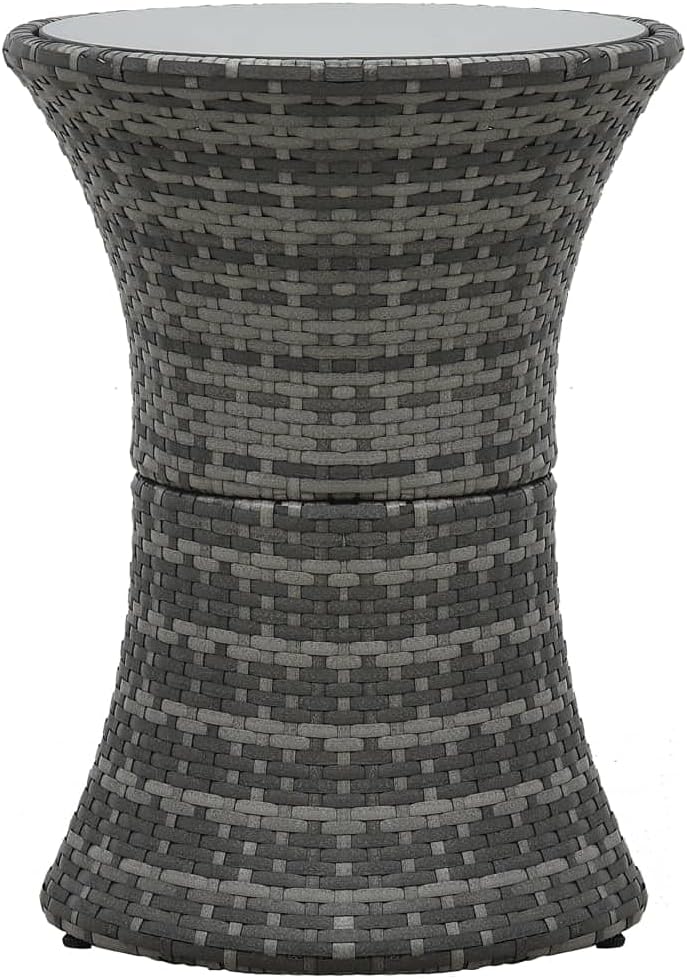 3 Piece Bistro Set with Cushions,Party Furniture,Afternoon Tea Suit,Casual Table Chairs,Conversation Furniture,Perfect for Outdoor Garden, Lawn, and Backyard, Poly Rattan Gray