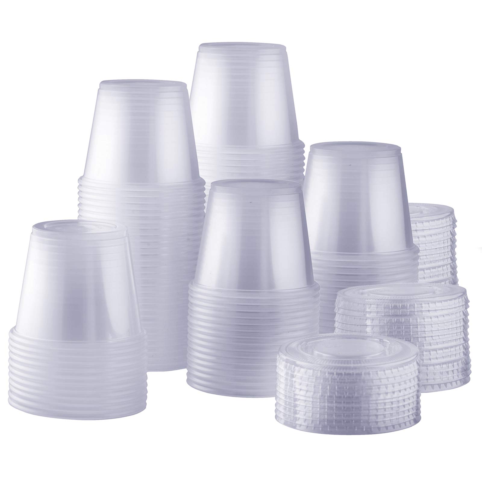 [200 Sets 5.5 oz.] Plastic Disposable Portion Cups with Lids, Souffle