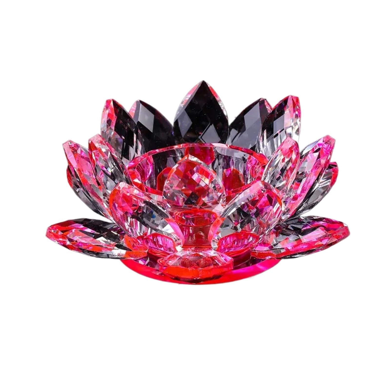 Handcrafts Crystal Lotus Flower Candlesticks Glass Tealight Candle Holders Ornament Home Decor(Color7)
