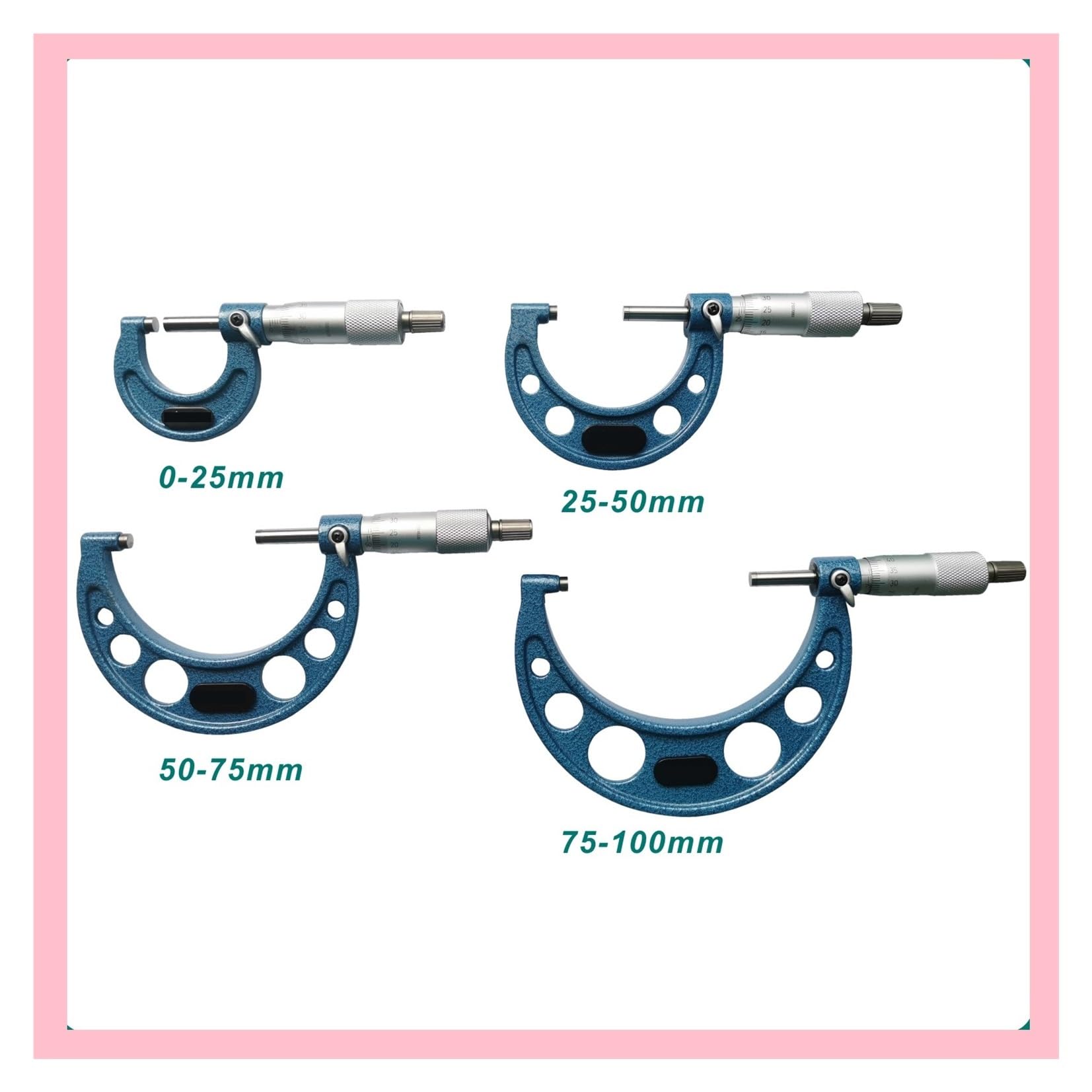 Set micrometro for esterni ad alta precisione con punte in metallo duro - Gamma 25-100 mm, precisione 0,01 mm for la lavorazione dei metalli(Outside 0-25mm)