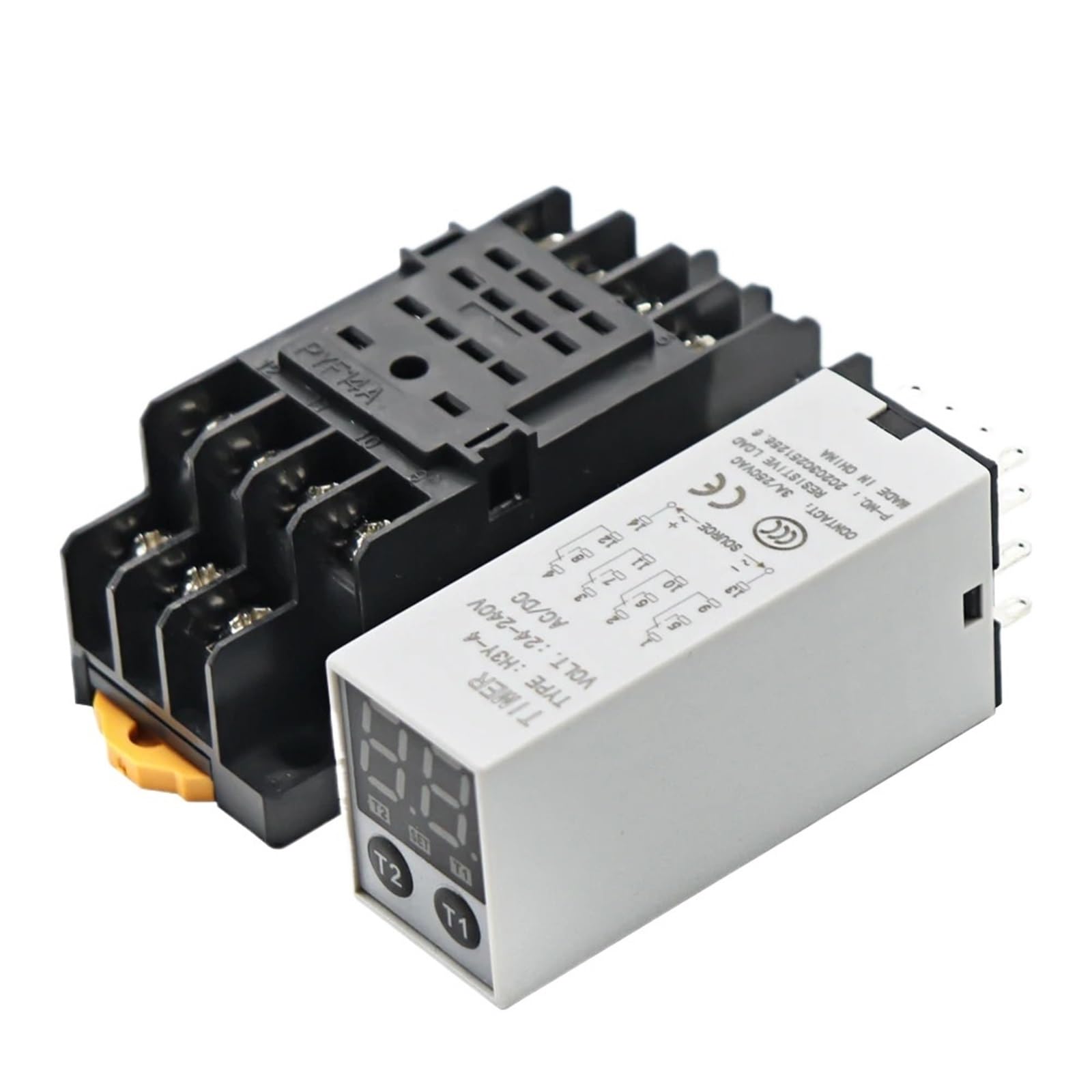 Relé de tiempo digital 0,1 S-990 H, retardo de encendido y apagado, multimodo, CC 12 V, CA 220 V, con base de enchufe, 4 NA 4 NC, retardo cíclico.(MG2T-4E4)