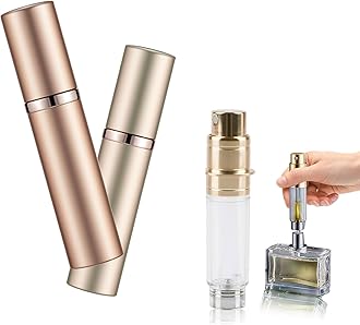 Adando 2Pcs Travel Refillable Perfume Bottle : 5ml Mini Portable Perfume Empty Atomisers - Bottom Fill Pocket P-e-r-f-u-m-e Dispenser, Unisex for Travel Vacation Birthday Anniversary