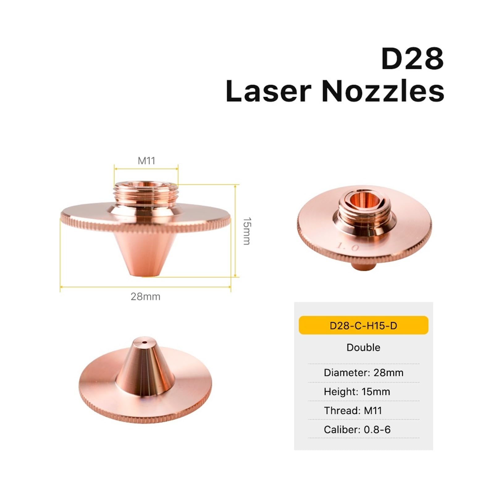 Chromowanie jednowarstwowe, dwuwarstwowe, kaliber 0,8-4. D28 H11 H15 M11 do głowicy tnącej, dyszy laserowej