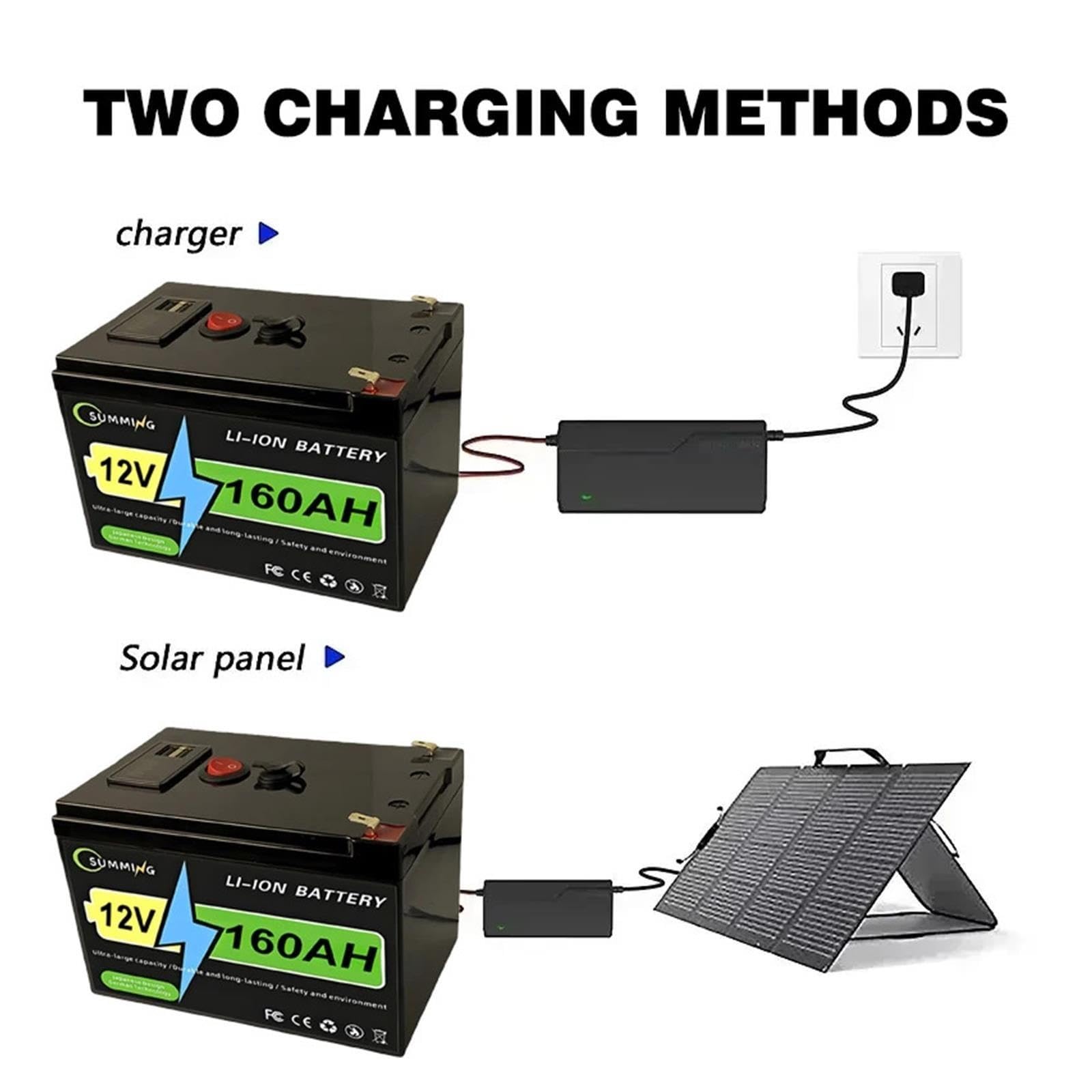 Batteria LiFePO4 da 12 V 100 Ah Capacità BMS integrata da 100 A(120Ah Battery x1)